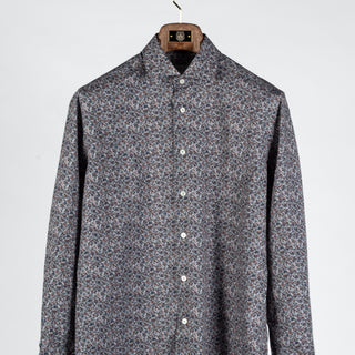 Xacus Grey Floral Evolution Fit Dress Shirt - Cotton, Silk, Denim, Made In Italy - View 6