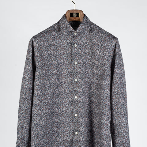 Xacus Grey Floral Evolution Fit Dress Shirt - Cotton, Silk, Denim, Made In Italy - View 6