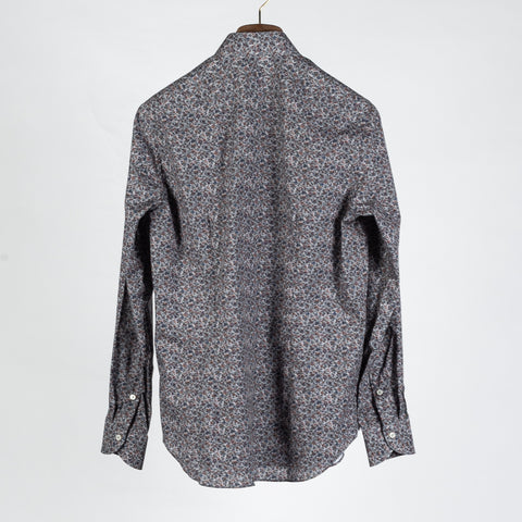 Xacus Grey Floral Evolution Fit Dress Shirt - Cotton, Silk, Denim, Made In Italy - View 5