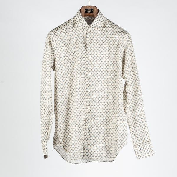 Biege Printed Evolution Fit Dress Shirt