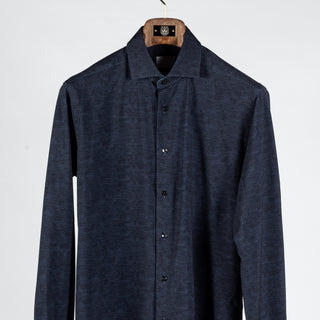 Xacus Navy Geometric Printed Active Fit Dress Shirt - Stretch, Italian, Modern Fit - View 6