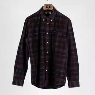 Barbour Brown Tartan Corduroy Blair Button Down Shirt 1