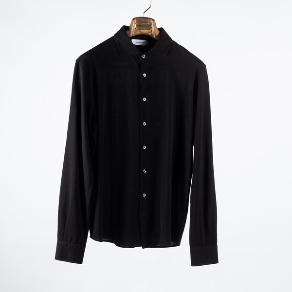 Black Light Piquet Cotton Button Up Polo