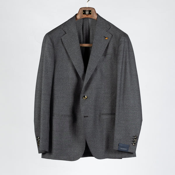 Textured Mid Grey Unlined Wool Blazer