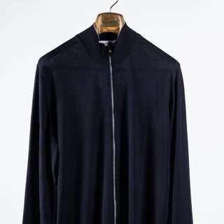 Gran Sasso Navy & Grey Ultralight Spring Zip Up Sweater 6