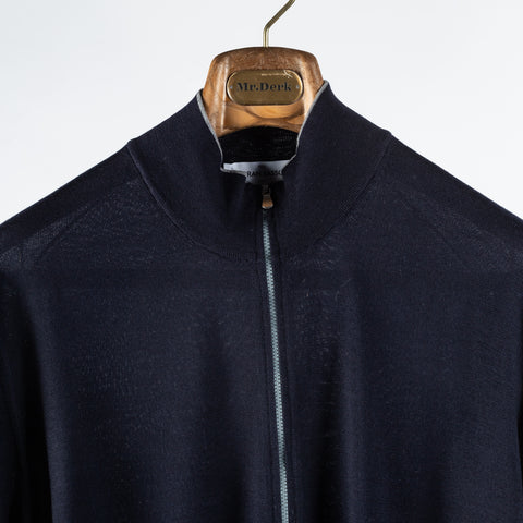 Gran Sasso Navy & Grey Ultralight Spring Zip Up Sweater 7