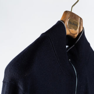 Gran Sasso Navy & Grey Ultralight Spring Zip Up Sweater 3