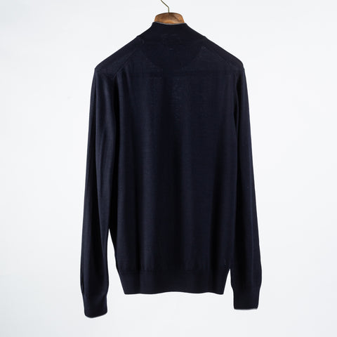 Gran Sasso Navy & Grey Ultralight Spring Zip Up Sweater 5