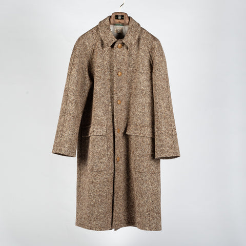 Wythe Brown & Cream Donegal Raglan Wool Overcoat 1