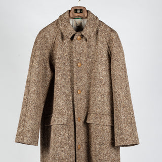 Wythe Brown & Cream Donegal Raglan Wool Overcoat 7