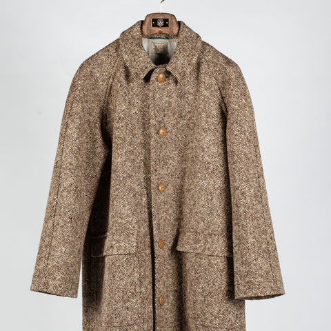 Wythe Brown & Cream Donegal Raglan Wool Overcoat 7