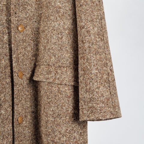 Wythe Brown & Cream Donegal Raglan Wool Overcoat 4