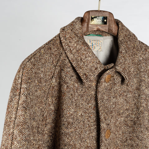 Wythe Brown & Cream Donegal Raglan Wool Overcoat 3