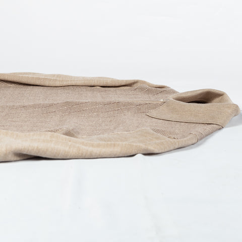 Gran Sasso Beige Diamond-Stitch Wool Silk Zip Polo 8