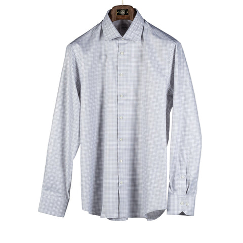 Stenstrom Grey Checked Twill Dress Shirt 1