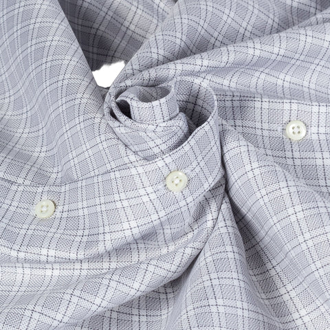 Stenstrom Grey Checked Twill Dress Shirt 2