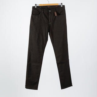 Alberto Dark Green Pipe Trousers - Tan, Wool, Cotton, Polyester, Regular Fit - Alternate View
