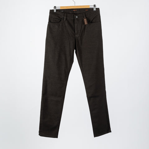 Alberto Dark Green Pipe Trousers - Tan, Wool, Cotton, Polyester, Regular Fit - Alternate View