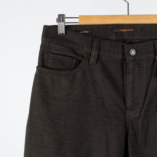 Alberto Dark Green Pipe Trousers - Tan, Wool, Cotton, Polyester, Regular Fit - Detail View
