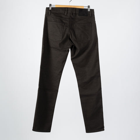 Alberto Dark Green Pipe Trousers - Tan, Wool, Cotton, Polyester, Regular Fit - View 9