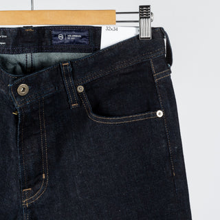 AG Tellis New Union Dark 12oz Denim - Navy, Cotton, Denim, Leather, Tapered - Back View