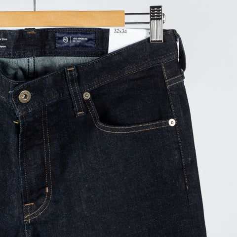 AG Tellis New Union Dark 12oz Denim - Navy, Cotton, Denim, Leather, Tapered - Back View