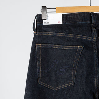 AG Tellis New Union Dark 12oz Denim - Navy, Cotton, Denim, Leather, Tapered - View 7