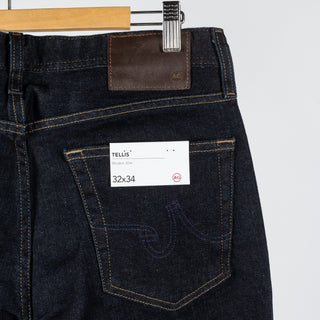 AG Tellis New Union Dark 12oz Denim - Navy, Cotton, Denim, Leather, Tapered - View 8