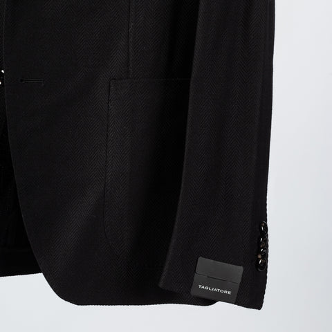 Tagliatore Black Herringbone Blazer 4