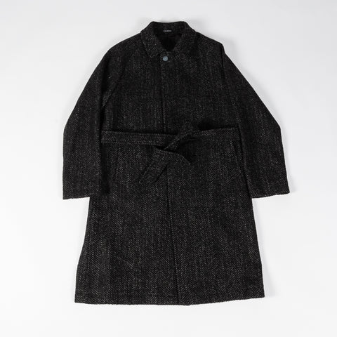 Tagliatore Charcoal Belted OverCoat - Navy, Wool, Silk, Oxford, Woven, Made In Italy - View 8