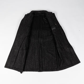 Tagliatore Charcoal Belted OverCoat - Navy, Wool, Silk, Oxford, Woven, Made In Italy - View 9