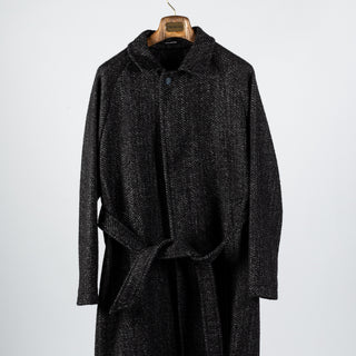 Tagliatore Charcoal Belted OverCoat - Navy, Wool, Silk, Oxford, Woven, Made In Italy - View 6