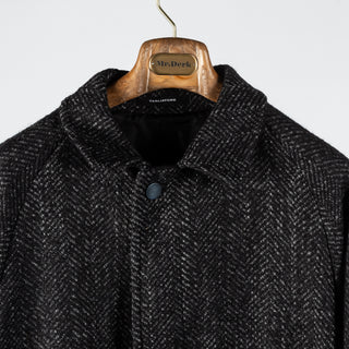 Tagliatore Charcoal Belted OverCoat - Navy, Wool, Silk, Oxford, Woven, Made In Italy - View 7