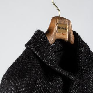 Tagliatore Charcoal Belted OverCoat - Navy, Wool, Silk, Oxford, Woven, Made In Italy - Alternate View