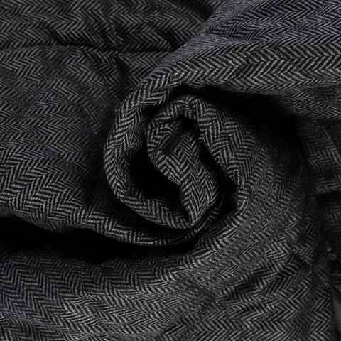 Waterville Charcoal Herringbone Vest - Navy, Wool, Cotton, Denim, Made In Italy - Alternate View