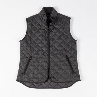 Waterville Charcoal Herringbone Vest - Navy, Wool, Cotton, Denim, Made In Italy - View 5
