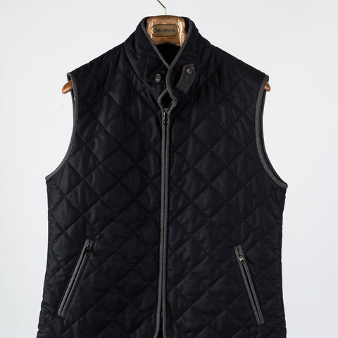 Waterville Vitale Barberis Navy Quilted Vest - Wool, Denim, Leather, Made In Italy - View 5
