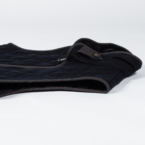 Waterville Vitale Barberis Navy Quilted Vest - Wool, Denim, Leather, Made In Italy - View 9