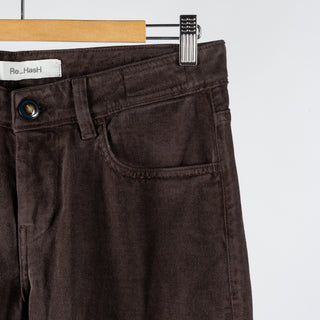 Re-Hash Brown JM Rubens-Z Jeans - Navy, Cotton, Denim, Leather, Slim Fit, Made In Italy - Back View