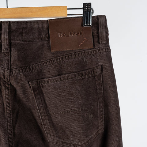 Re-Hash Brown JM Rubens-Z Jeans - Navy, Cotton, Denim, Leather, Slim Fit, Made In Italy - View 8