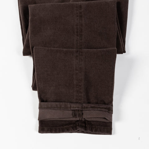 Re-Hash Brown JM Rubens-Z Jeans - Navy, Cotton, Denim, Leather, Slim Fit, Made In Italy - Alternate View