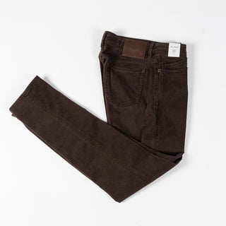 Re-Hash Brown JM Rubens-Z Jeans - Navy, Cotton, Denim, Leather, Slim Fit, Made In Italy - View 10