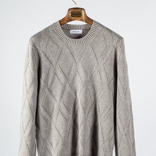 Light Grey Vanisé Diamond Links Stitch Crew Neck - Mr.Derk
