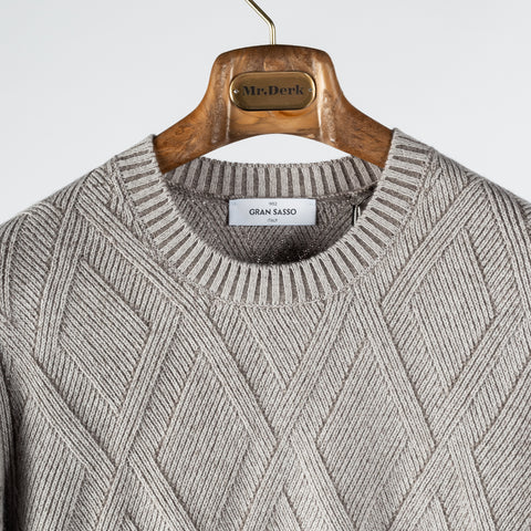 Light Grey Vanisé Diamond Links Stitch Crew Neck - Mr.Derk