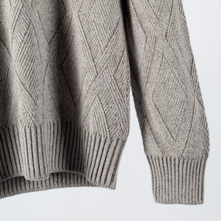 Light Grey Vanisé Diamond Links Stitch Crew Neck - Mr.Derk