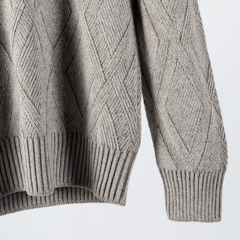 Light Grey Vanisé Diamond Links Stitch Crew Neck - Mr.Derk