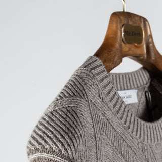 Light Grey Vanisé Diamond Links Stitch Crew Neck - Mr.Derk