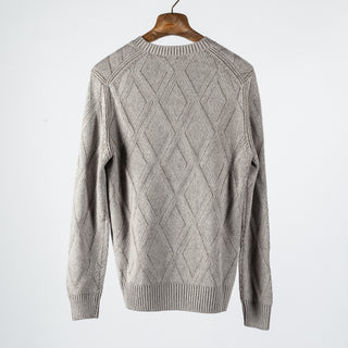 Light Grey Vanisé Diamond Links Stitch Crew Neck - Mr.Derk
