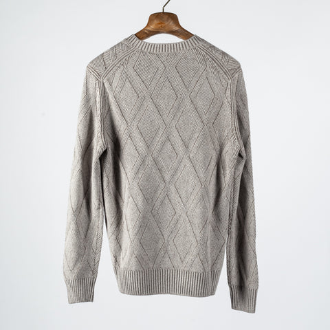Light Grey Vanisé Diamond Links Stitch Crew Neck - Mr.Derk