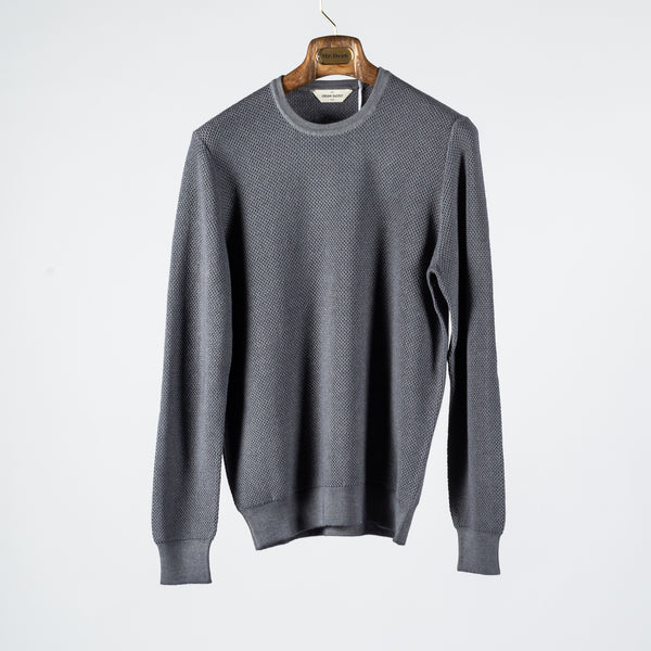Vintage Grey Chain Stitch Crewneck Sweater